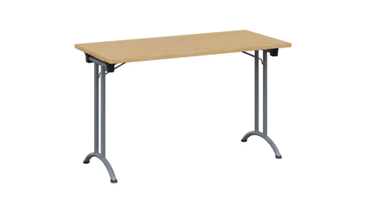 SLA 125 lak skládací jednací stůl 1250x600, deska 25 mm, podnož stříbrný lak, deska javor horský